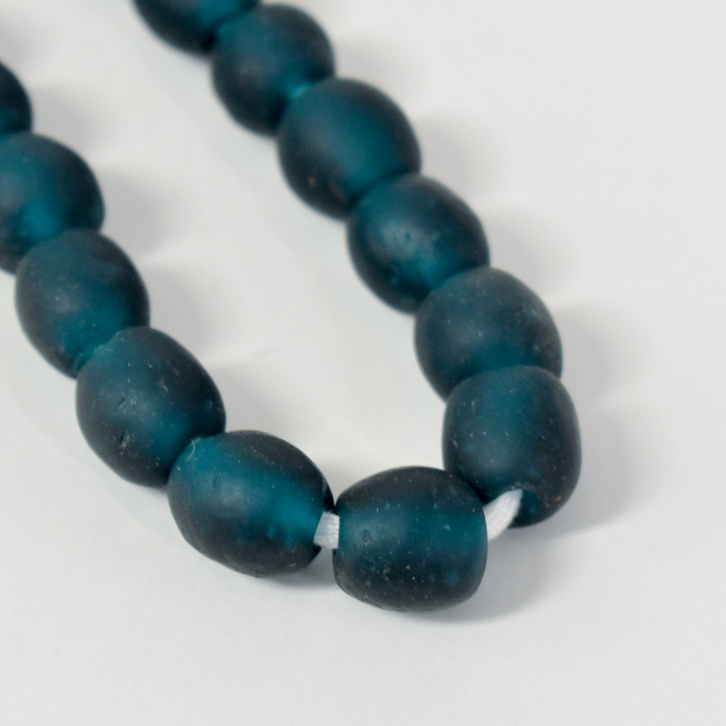 Aquamarine Krobo Recycled Powder Glass Trade Beads