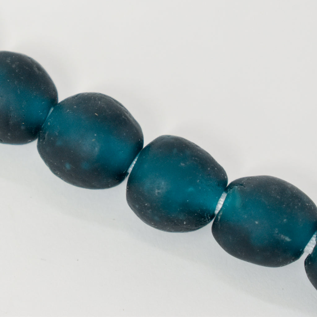 Aquamarine Krobo Recycled Powder Glass Trade Beads