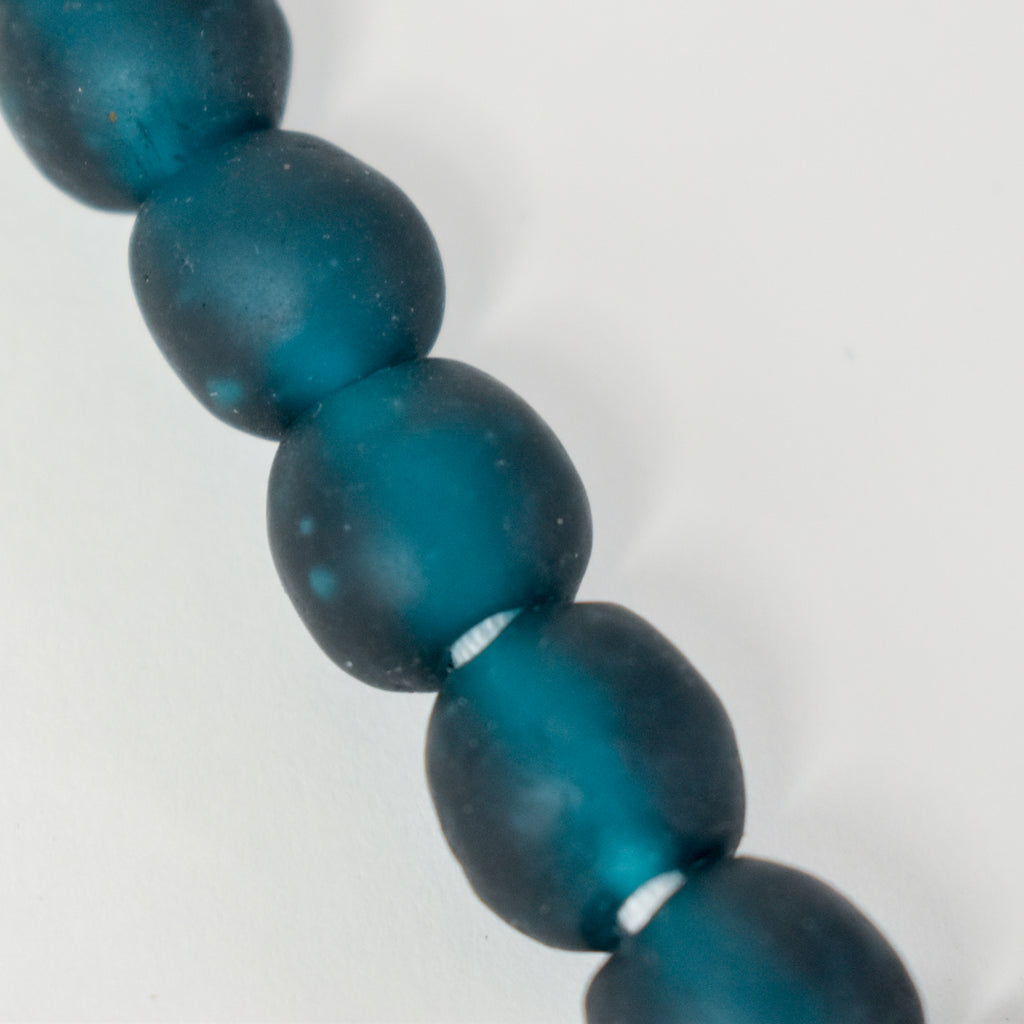 Aquamarine Krobo Recycled Powder Glass Trade Beads