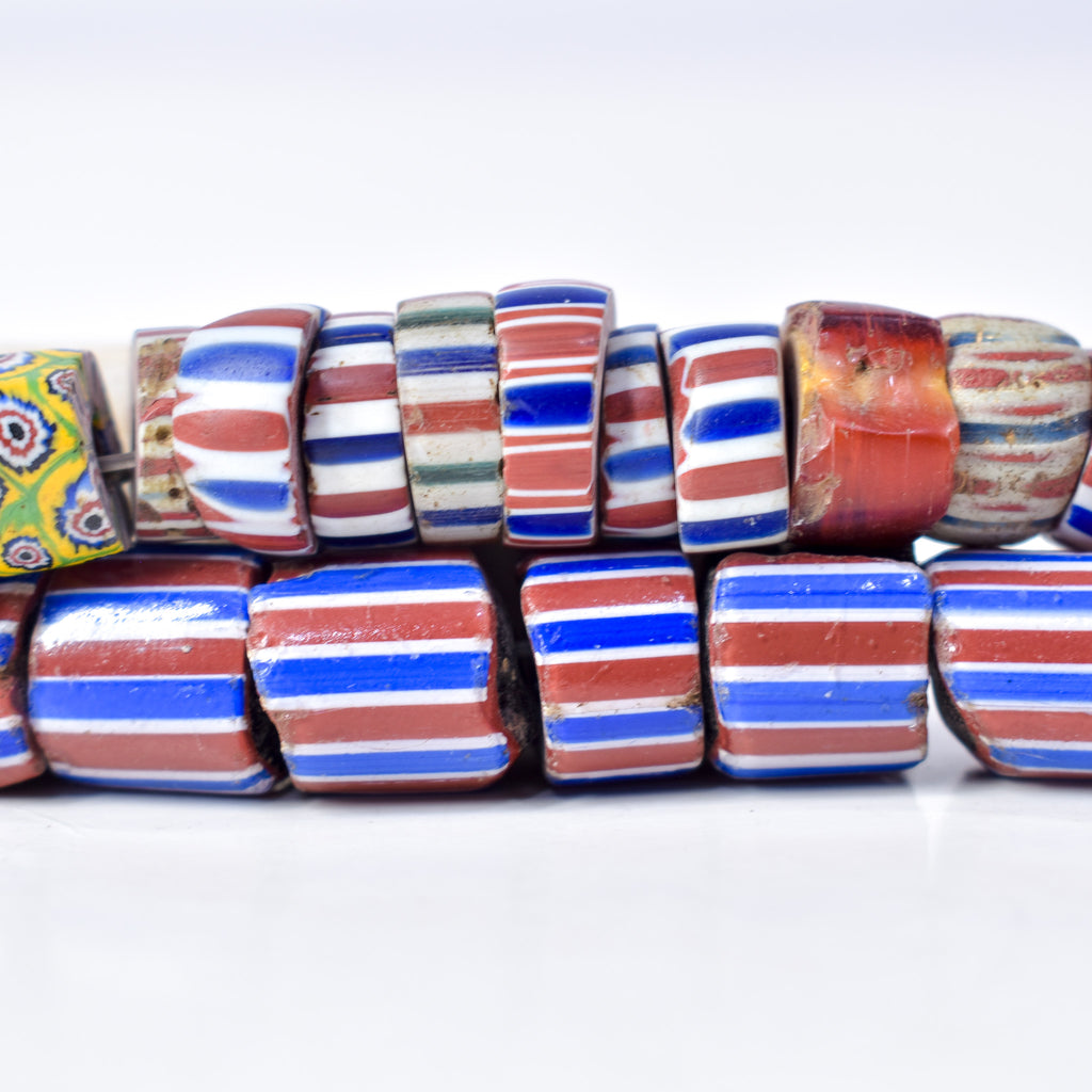 Striped Greenhearts Venetian Trade Beads