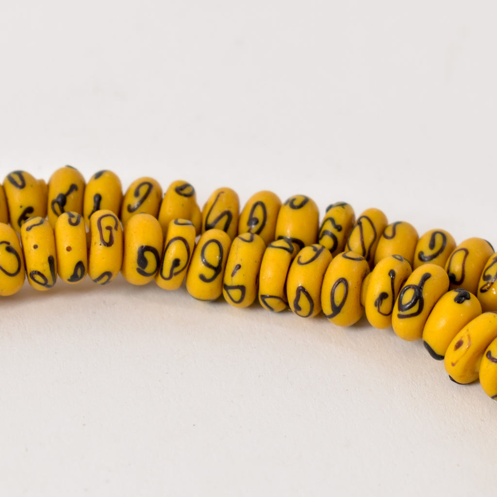 Rare Yellow Zen and Bumblebee Venetian Trade Beads 30 Inch