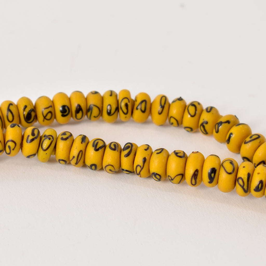 Rare Yellow Zen and Bumblebee Venetian Trade Beads 30 Inch