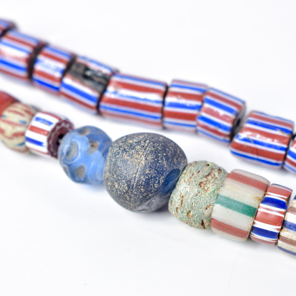 Striped Greenhearts Venetian Trade Beads