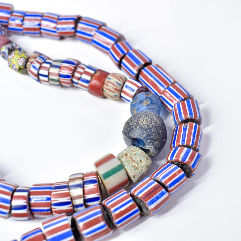 Striped Greenhearts Venetian Trade Beads