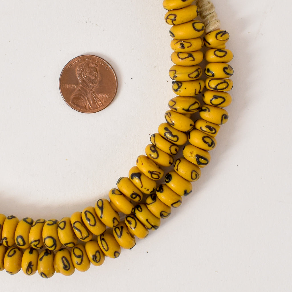 Rare Yellow Zen and Bumblebee Venetian Trade Beads 30 Inch