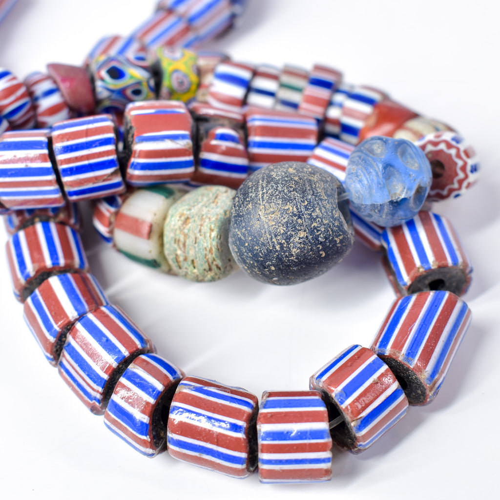 Striped Greenhearts Venetian Trade Beads