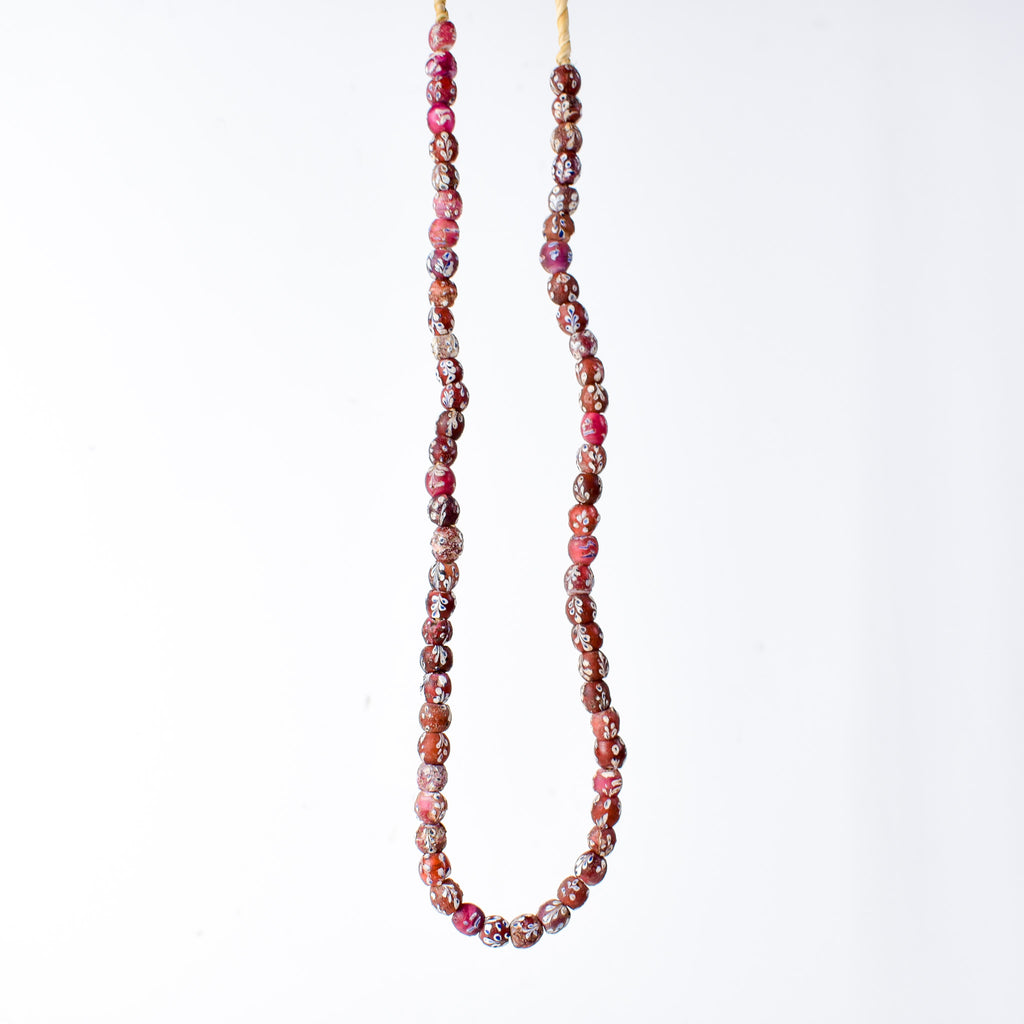 Venetian Whiteheart Floral Dot Red Trade Beads
