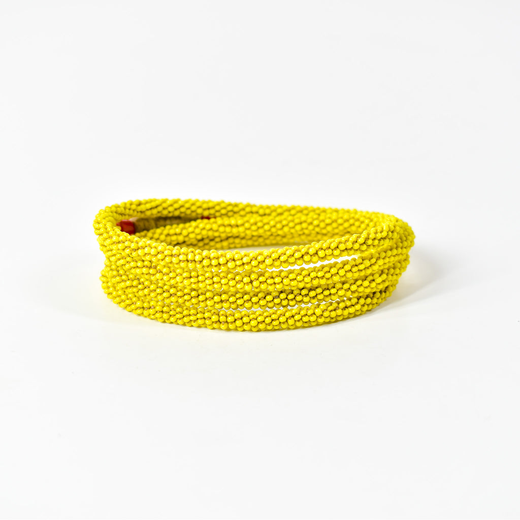 Fulani Beaded Necklace Yellow Nigeria 31 Inch
