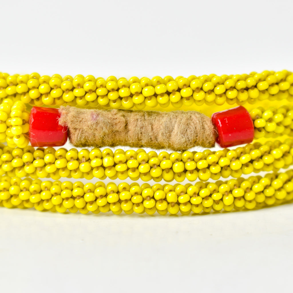 Fulani Beaded Necklace Yellow Nigeria 31 Inch