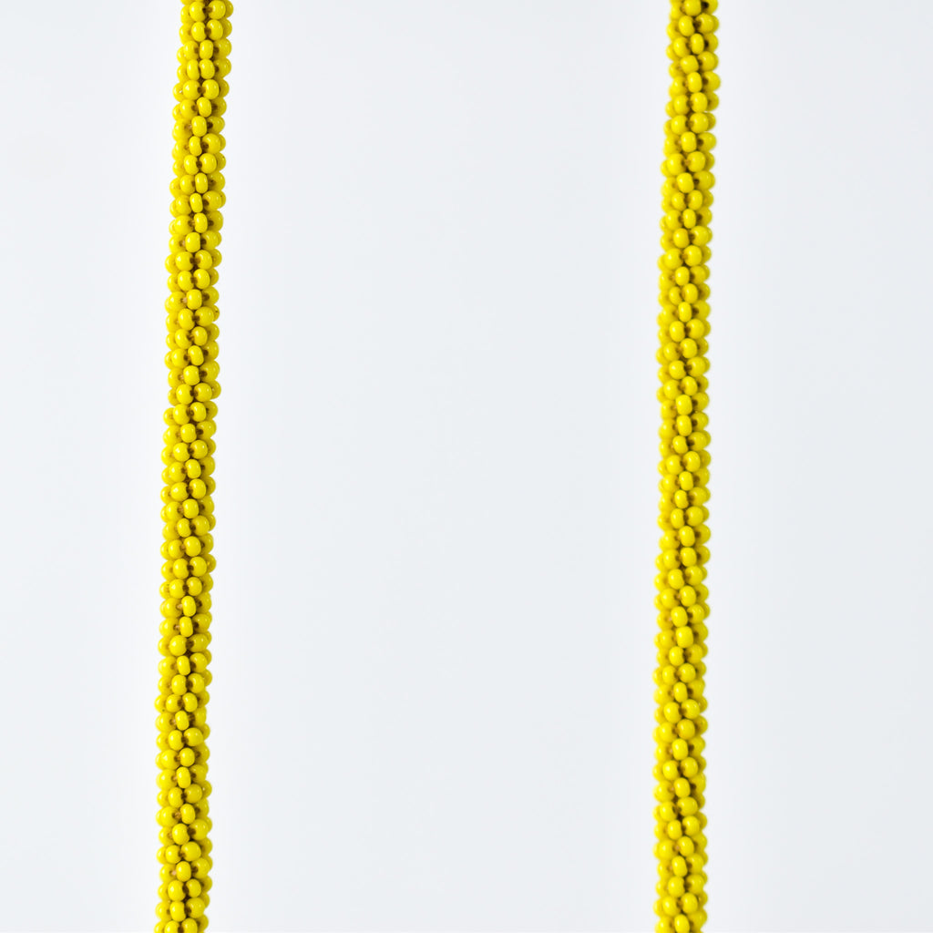 Fulani Beaded Necklace Yellow Nigeria 31 Inch
