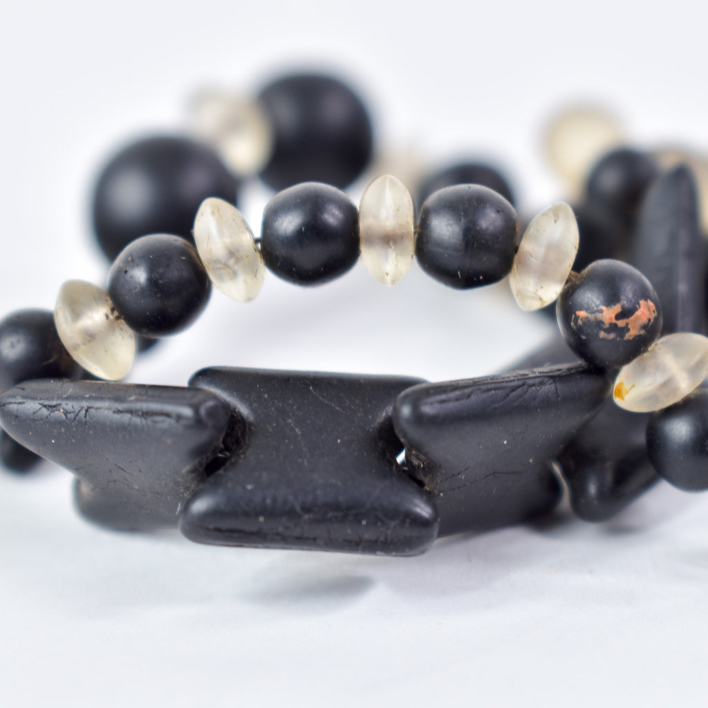 Old Bohemian Black and Clear Trade Beads Henry Collection