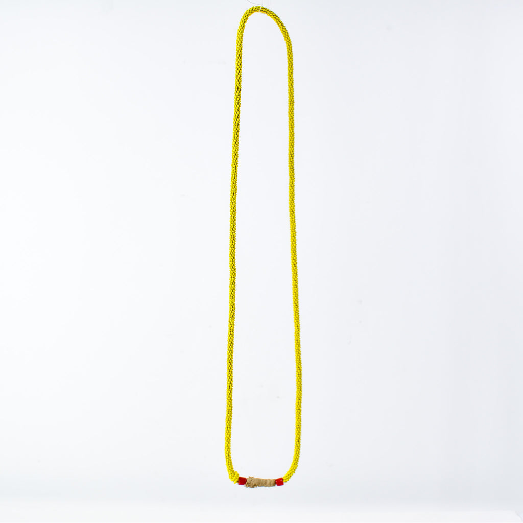 Fulani Beaded Necklace Yellow Nigeria 31 Inch