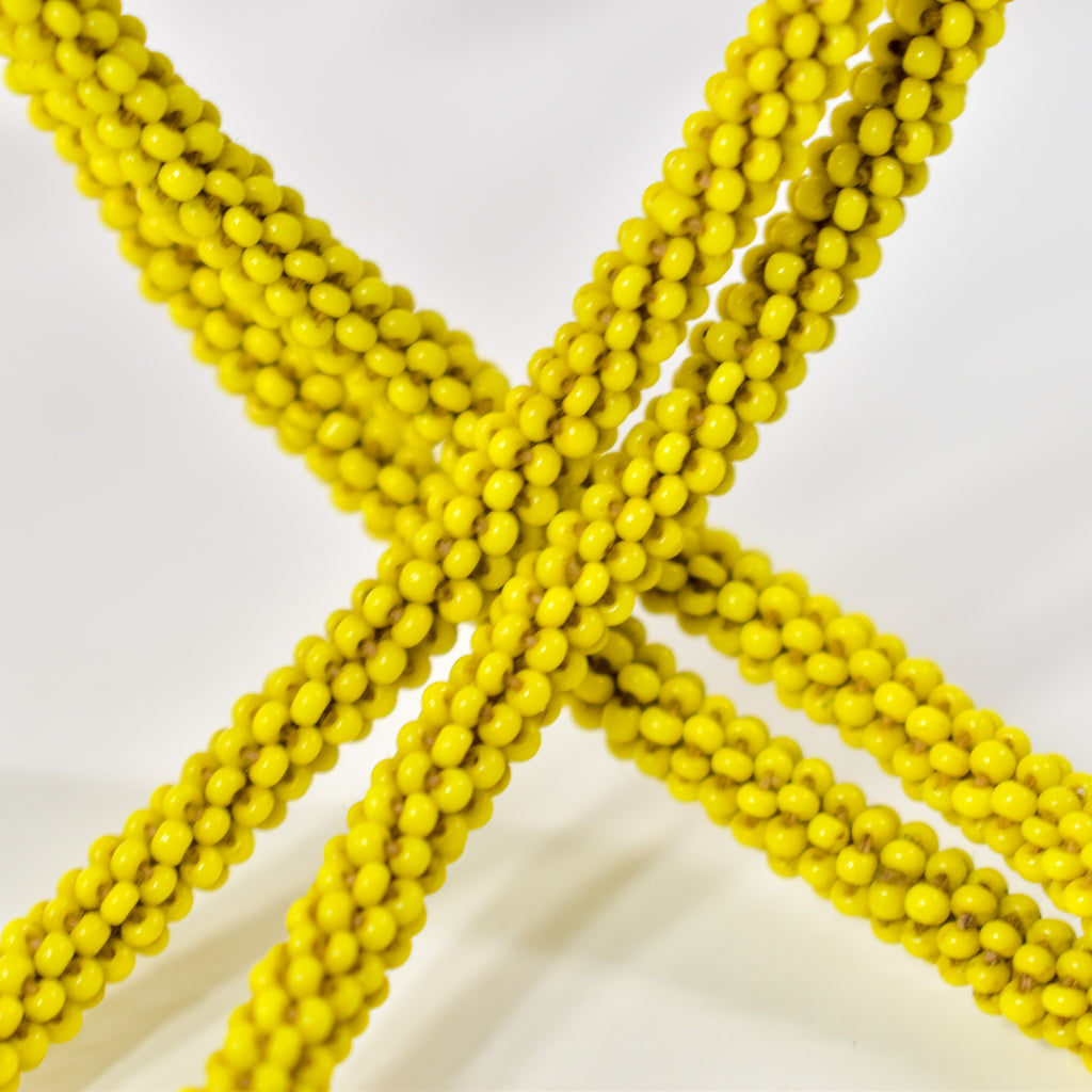 Fulani Beaded Necklace Yellow Nigeria 31 Inch
