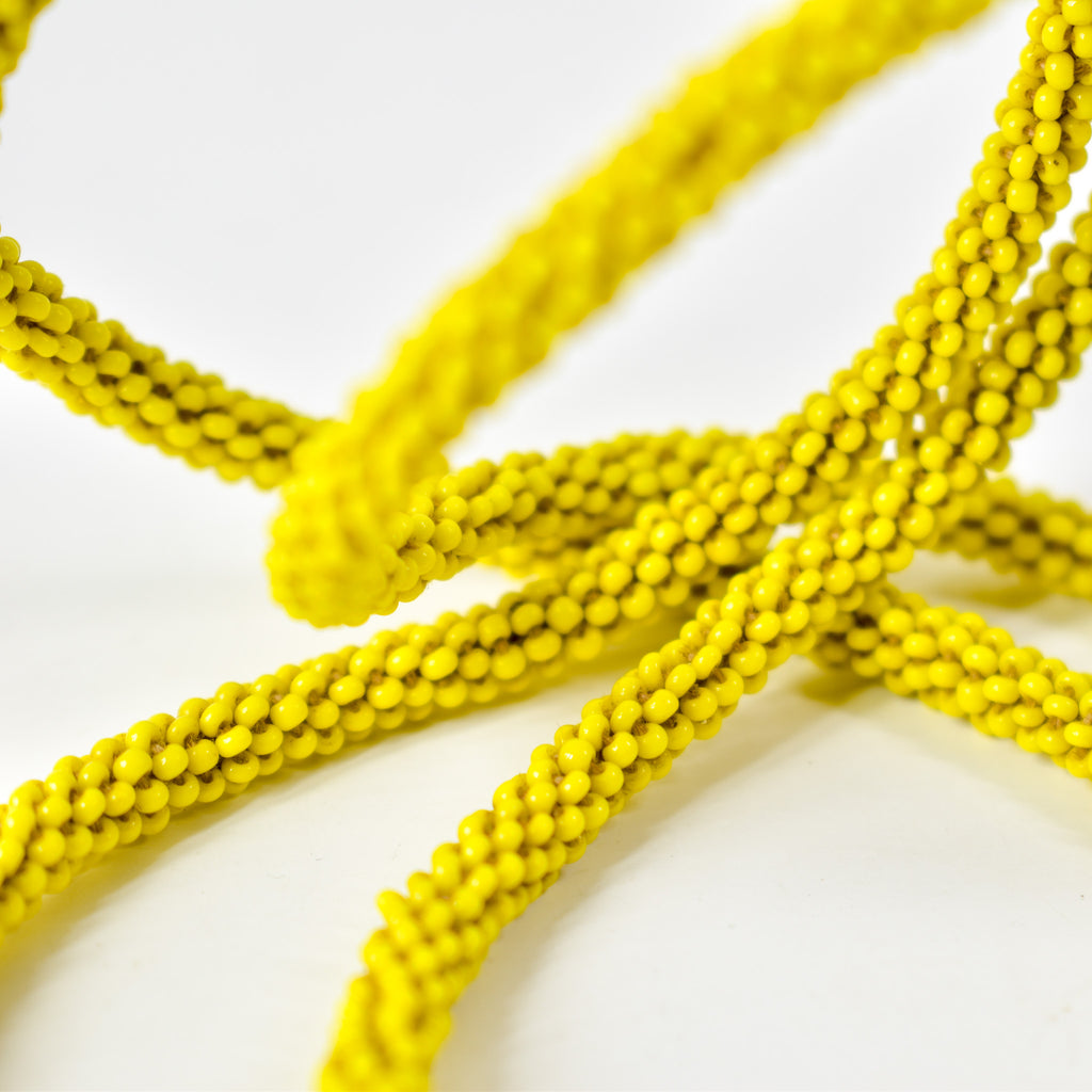 Fulani Beaded Necklace Yellow Nigeria 31 Inch
