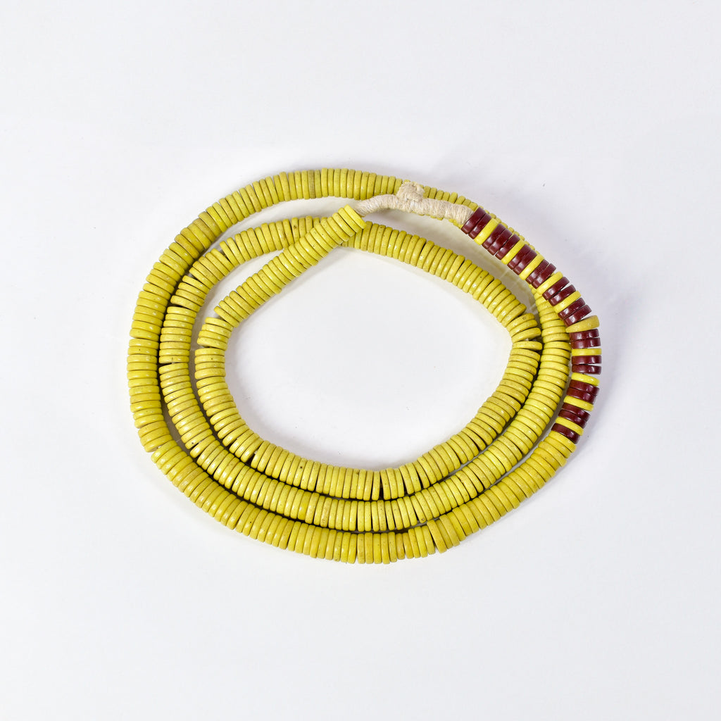 Bohemian Button Yellow Trade Beads 34 Inch