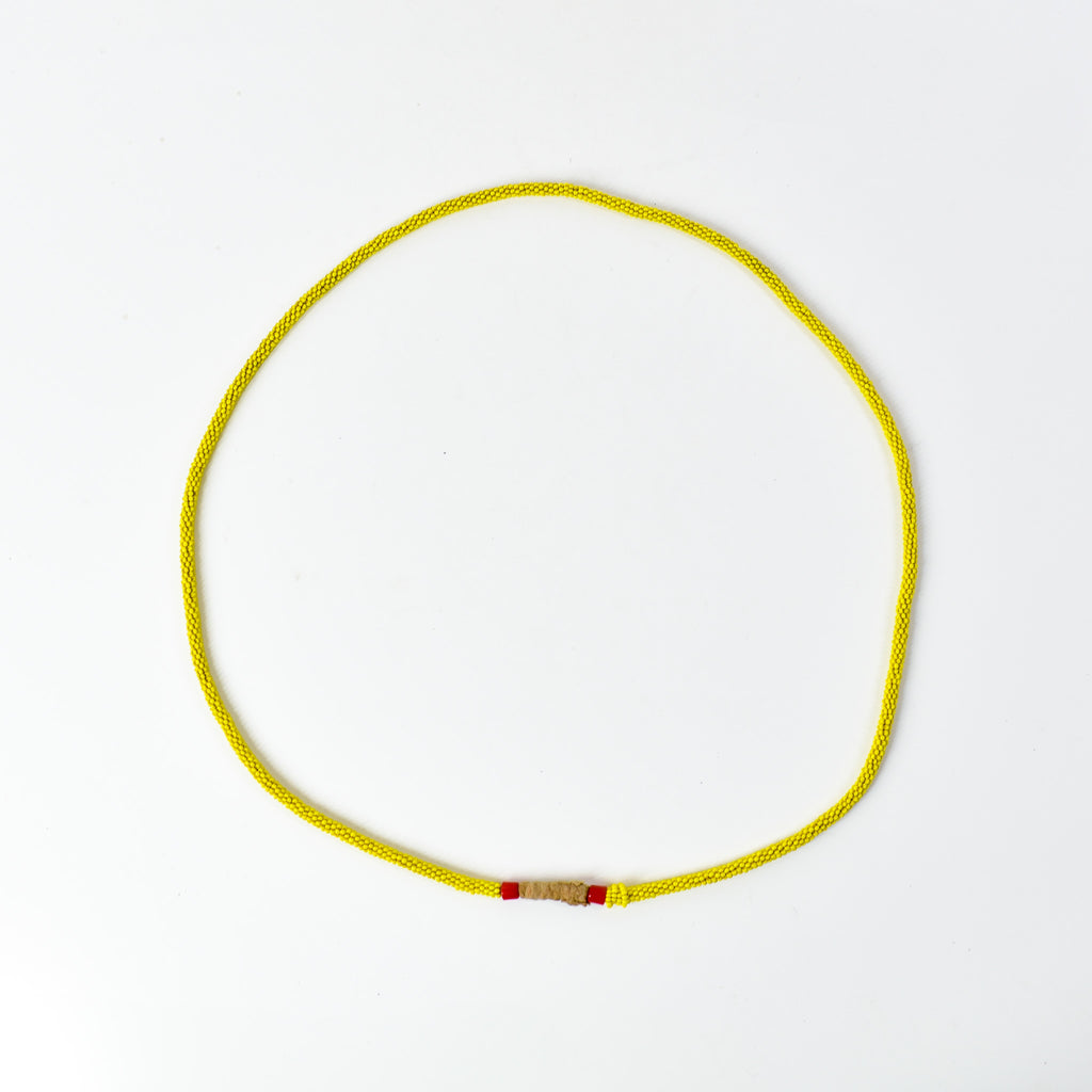 Fulani Beaded Necklace Yellow Nigeria 31 Inch