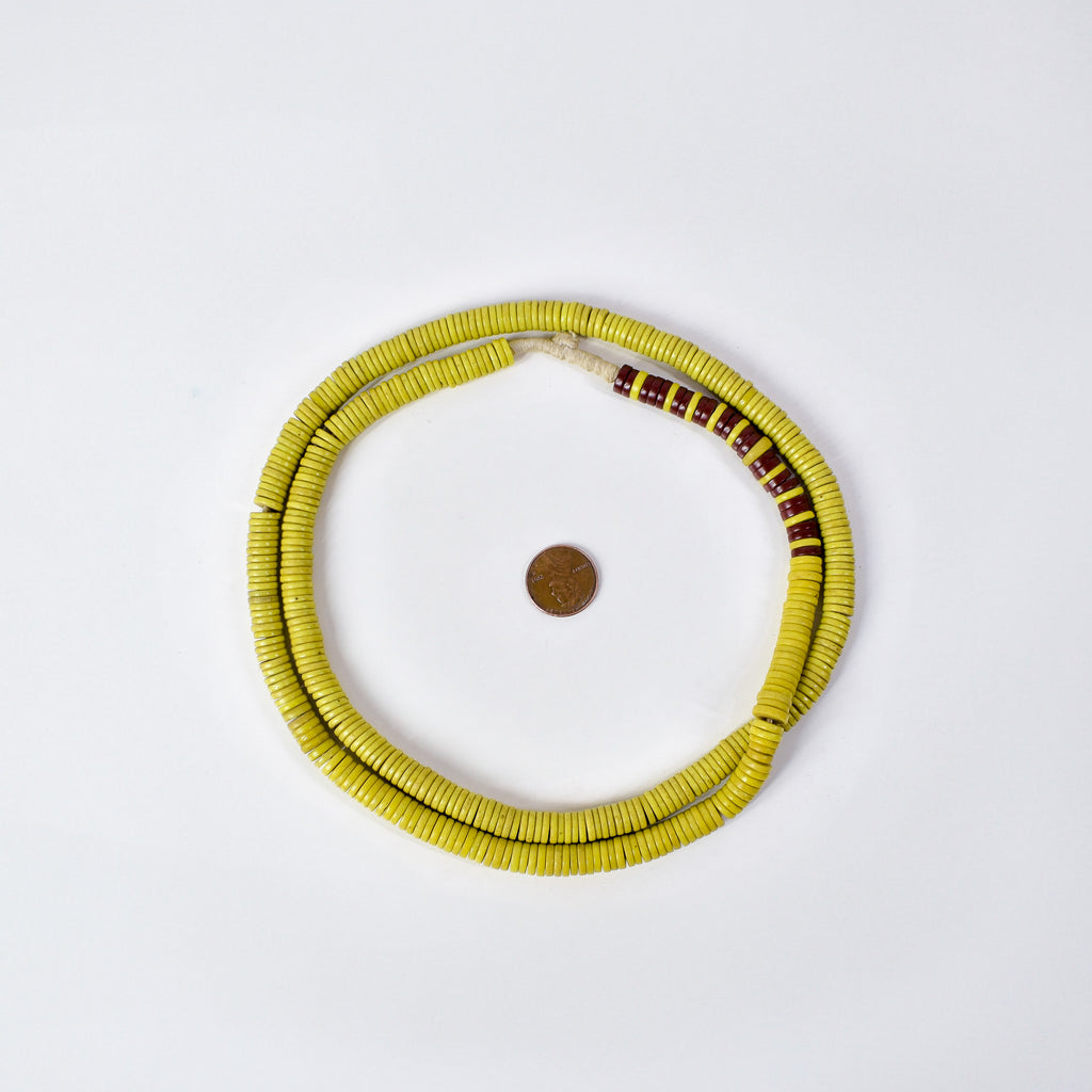 Bohemian Button Yellow Trade Beads 34 Inch