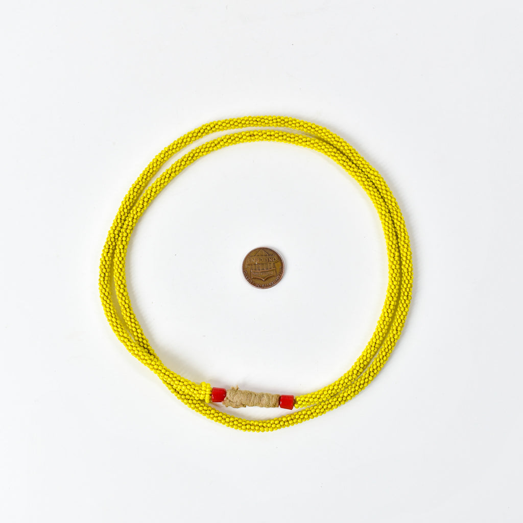 Fulani Beaded Necklace Yellow Nigeria 31 Inch