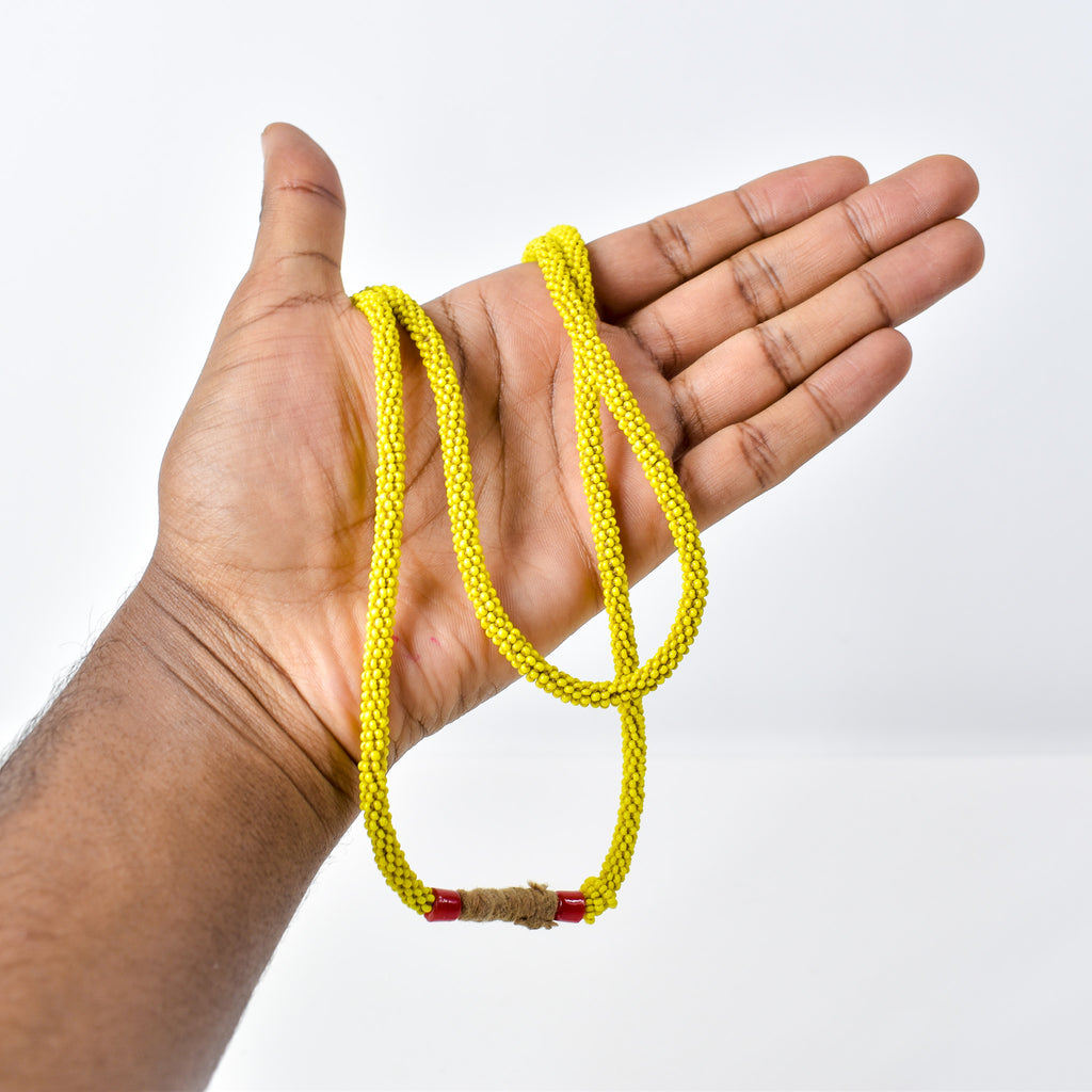 Fulani Beaded Necklace Yellow Nigeria 31 Inch