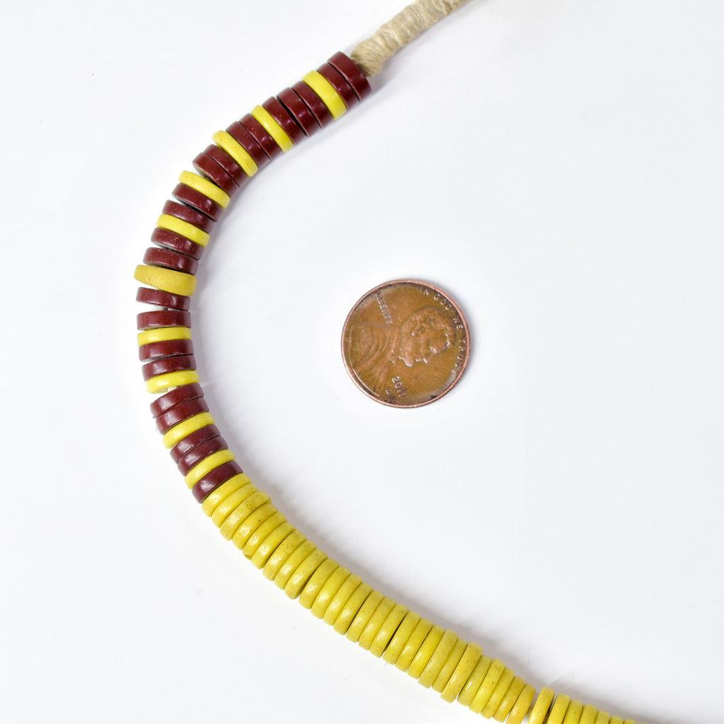 Bohemian Button Yellow Trade Beads 34 Inch