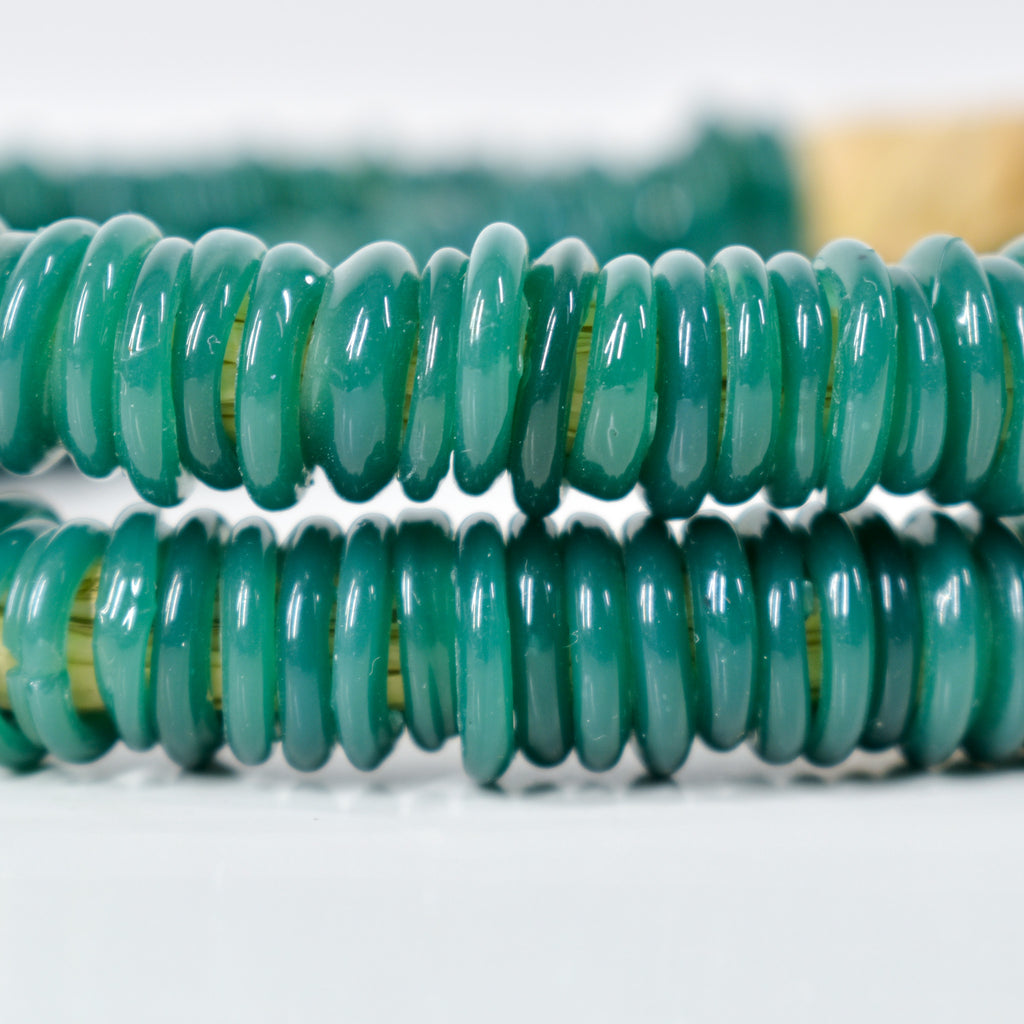 Italian Glass Rings Teal Green Trade Beads