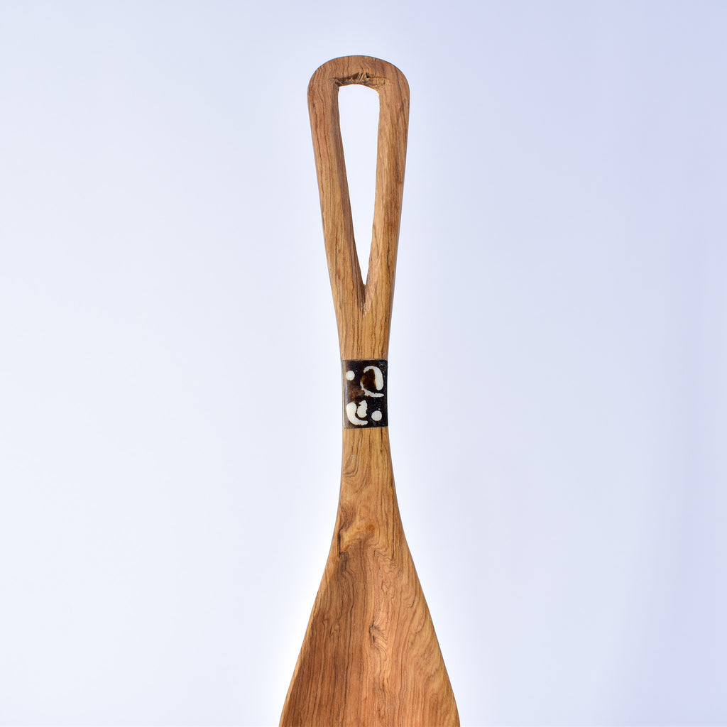 Maasai Olivewood Serving Spoon Set with Bone Inlay Kenya