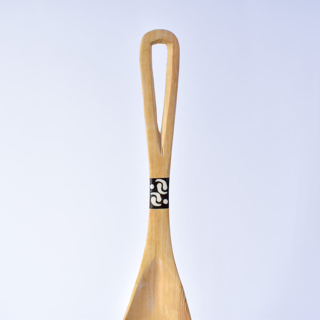 Maasai Olivewood Serving Spoon Set with Bone Inlay Kenya