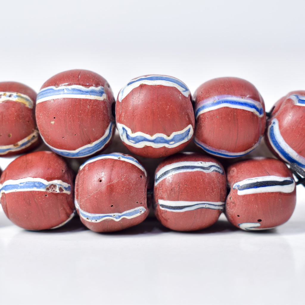 10 Brick Red Round Venetian Trade Beads