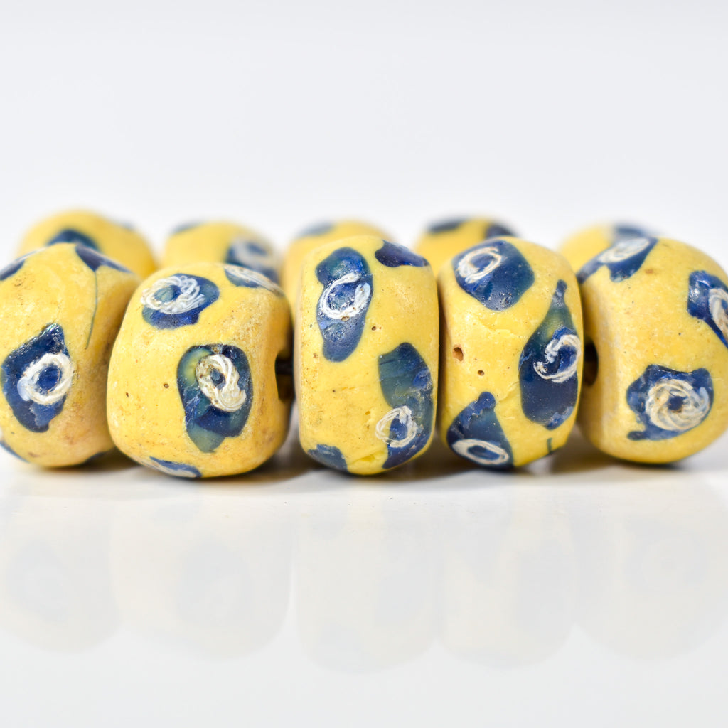 10 Rare Venetian Yellow Trade Beads
