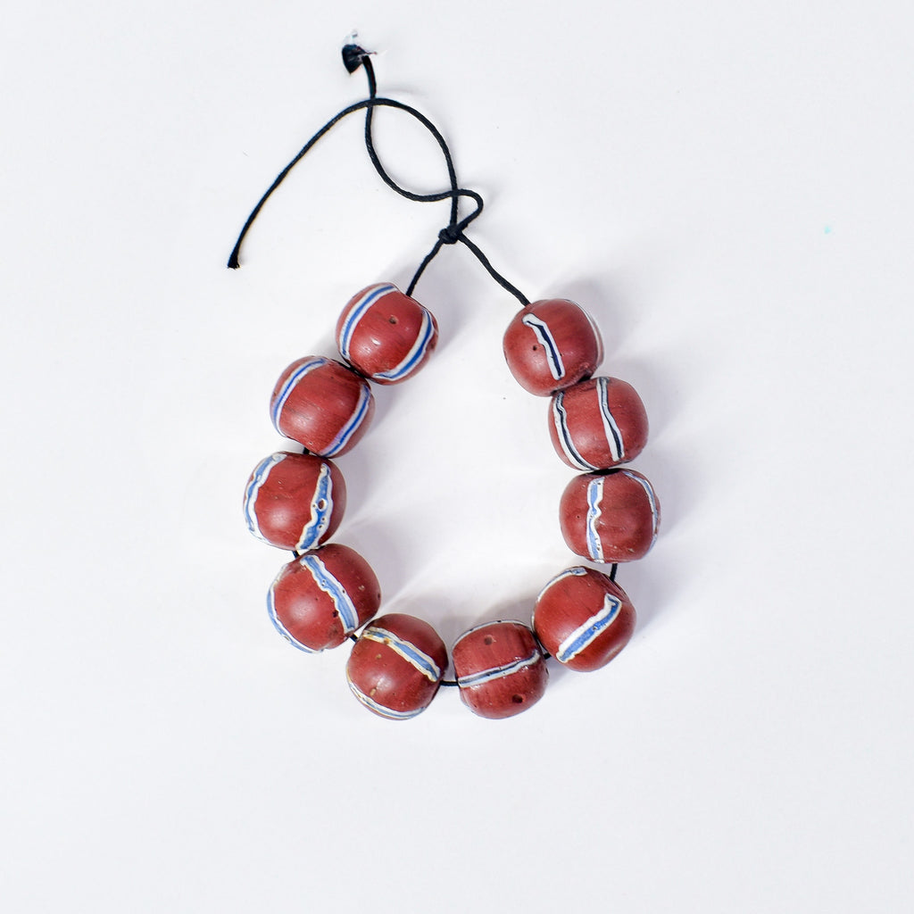 10 Brick Red Round Venetian Trade Beads