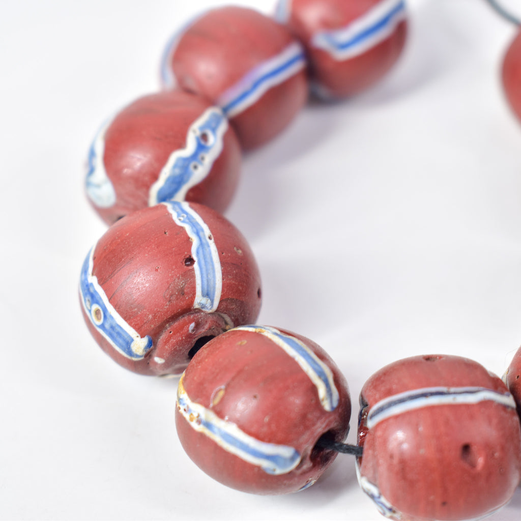 10 Brick Red Round Venetian Trade Beads