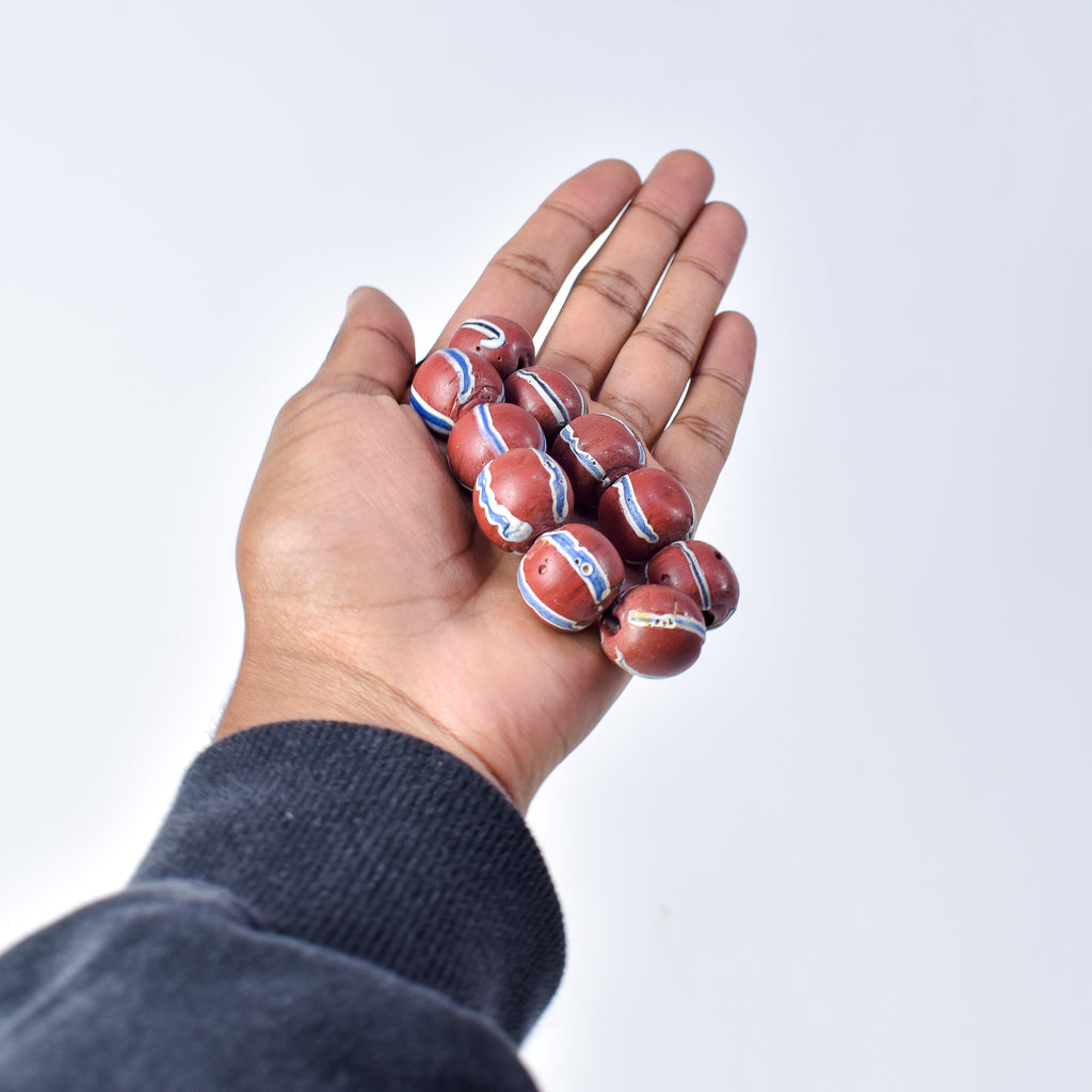 10 Brick Red Round Venetian Trade Beads
