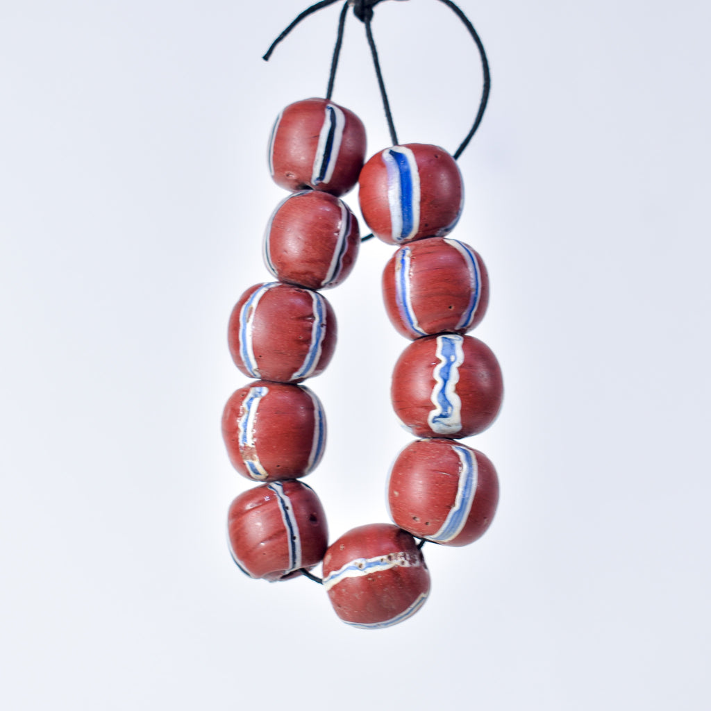 10 Brick Red Round Venetian Trade Beads