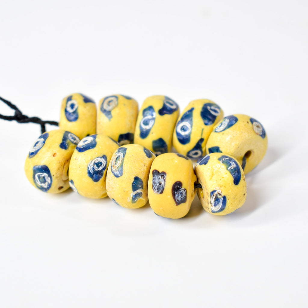 10 Rare Venetian Yellow Trade Beads