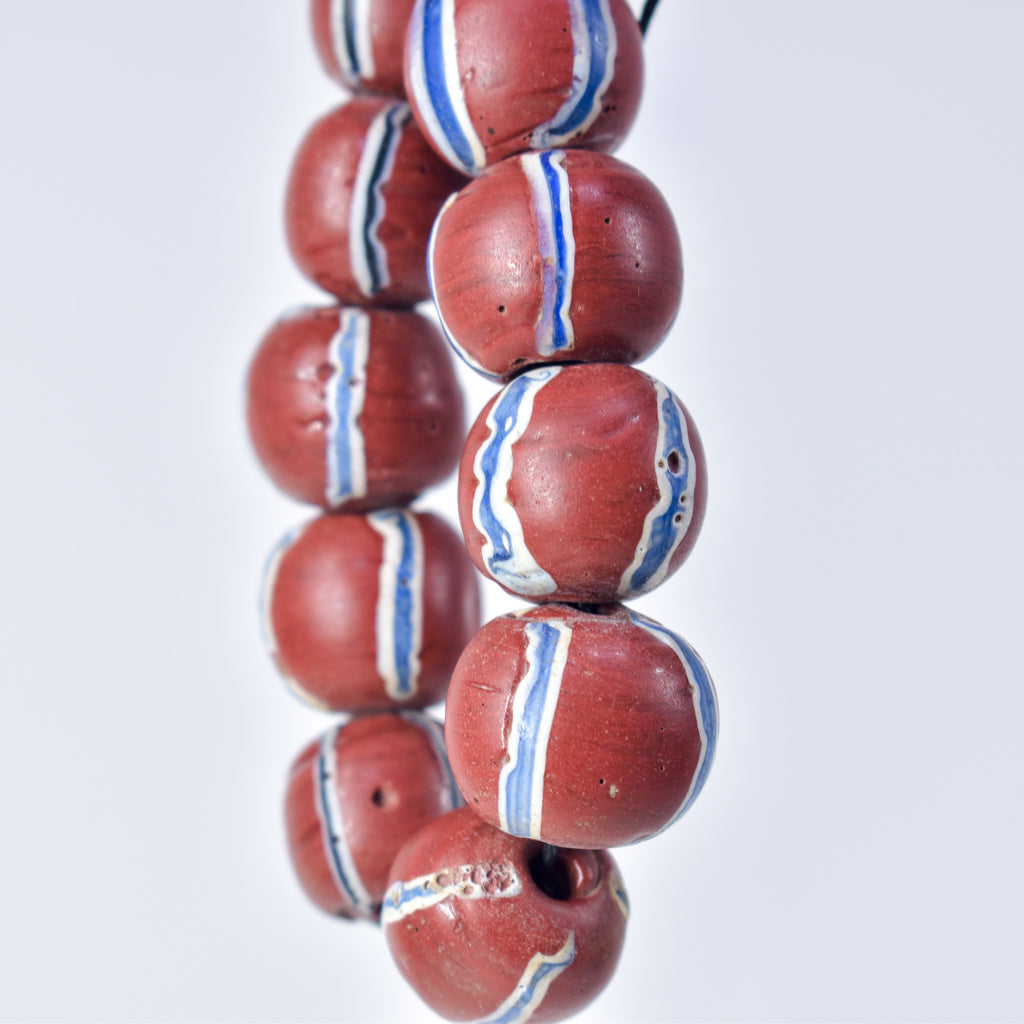 10 Brick Red Round Venetian Trade Beads