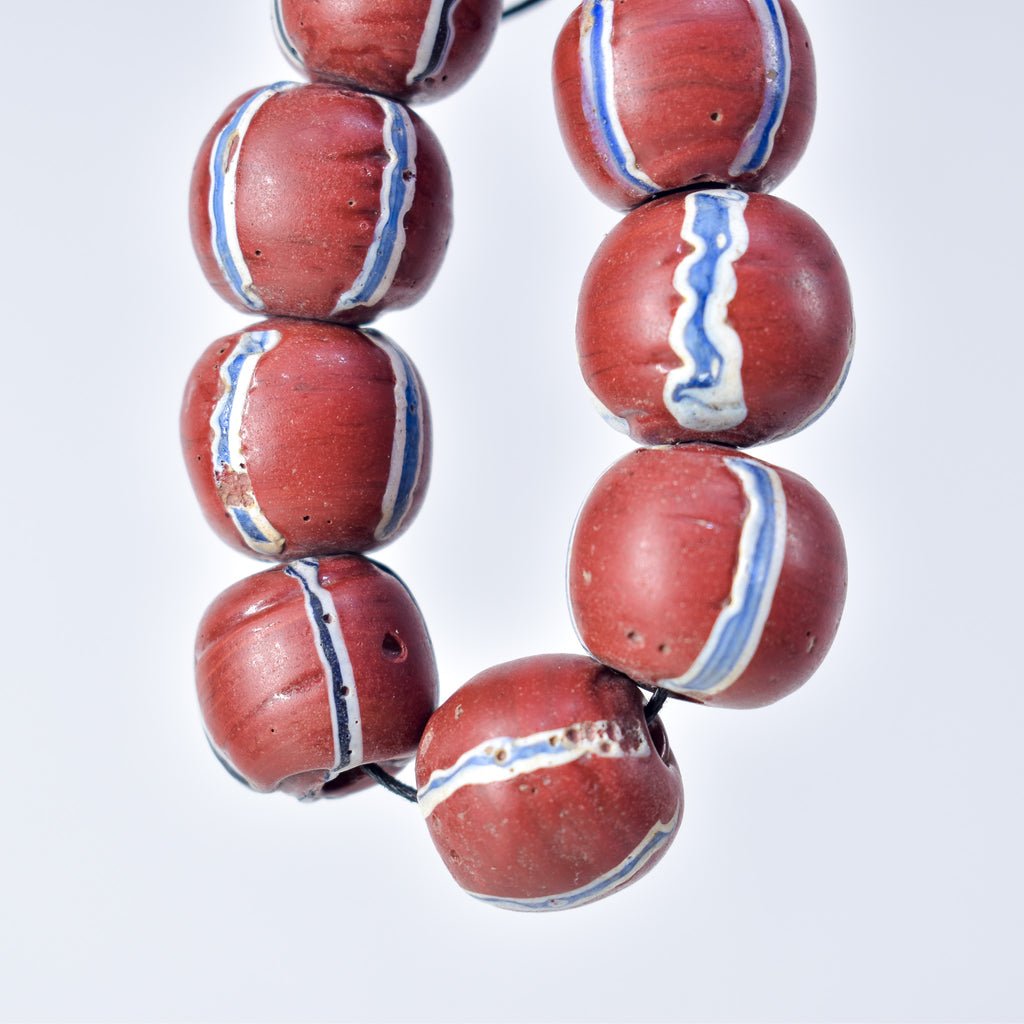 10 Brick Red Round Venetian Trade Beads