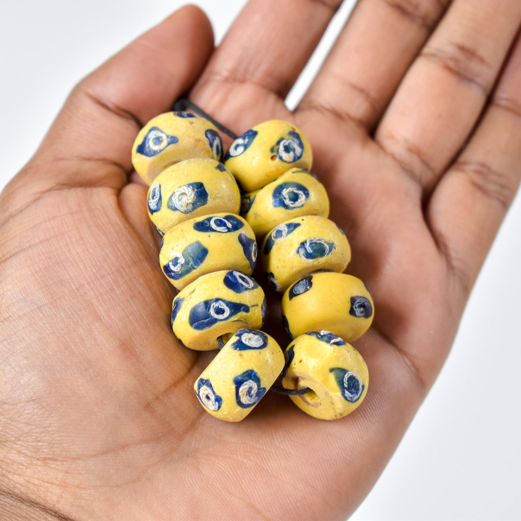 10 Rare Venetian Yellow Trade Beads