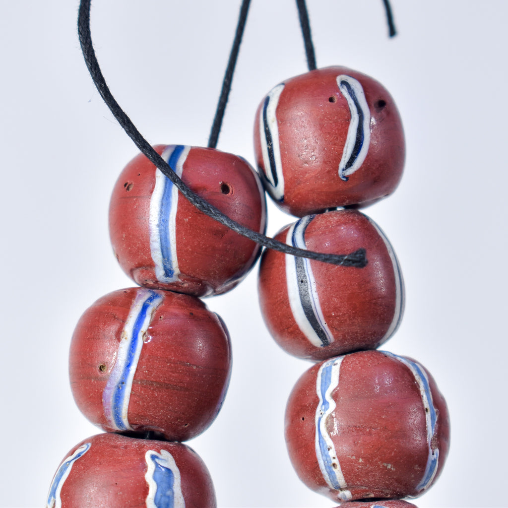 10 Brick Red Round Venetian Trade Beads