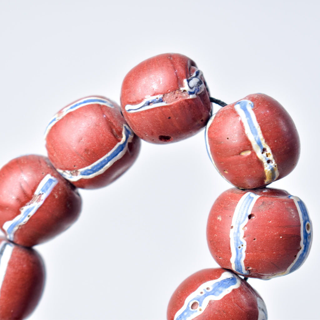 10 Brick Red Round Venetian Trade Beads