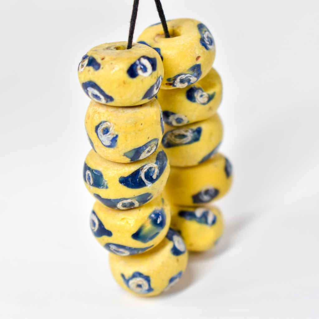 10 Rare Venetian Yellow Trade Beads
