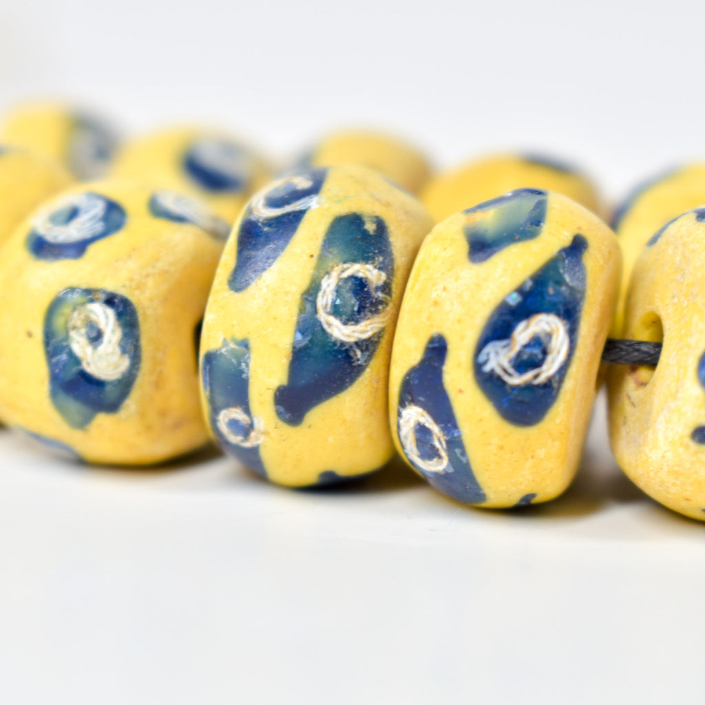 10 Rare Venetian Yellow Trade Beads