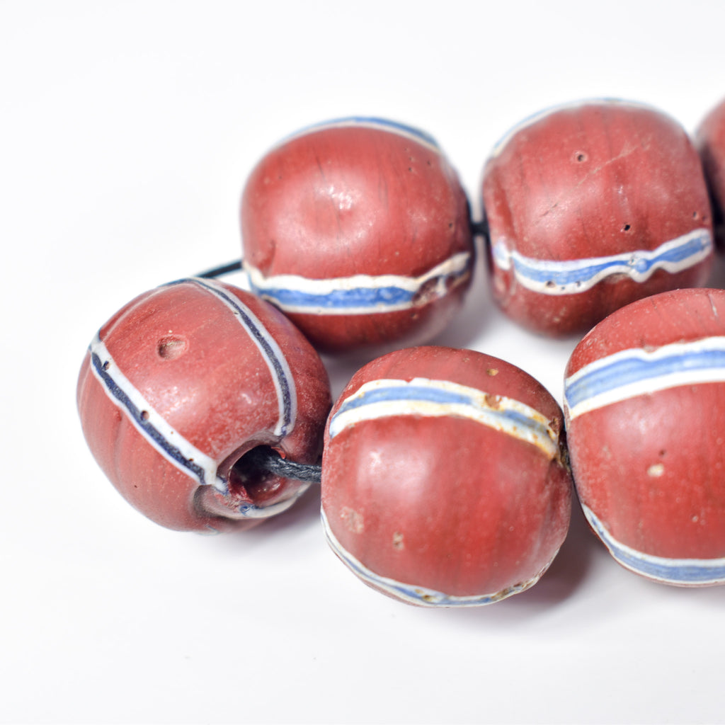 10 Brick Red Round Venetian Trade Beads