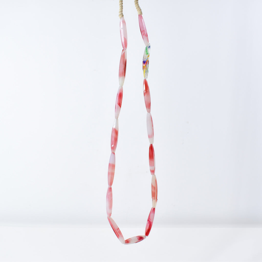 Faceted Bohemian Pink and White Trade Beads 32 Inch