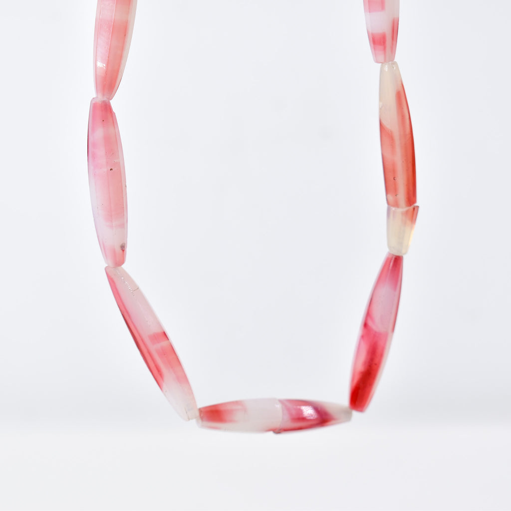 Faceted Bohemian Pink and White Trade Beads 32 Inch