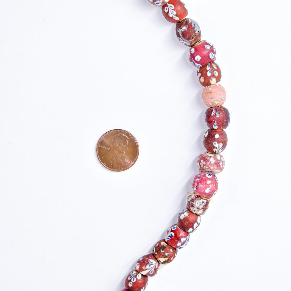 Mixed Whiteheart Skunk Floral Dot Venetian Red Trade Beads
