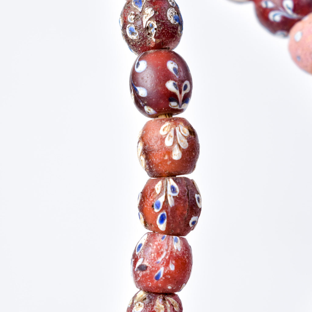 Mixed Whiteheart Skunk Floral Dot Venetian Red Trade Beads