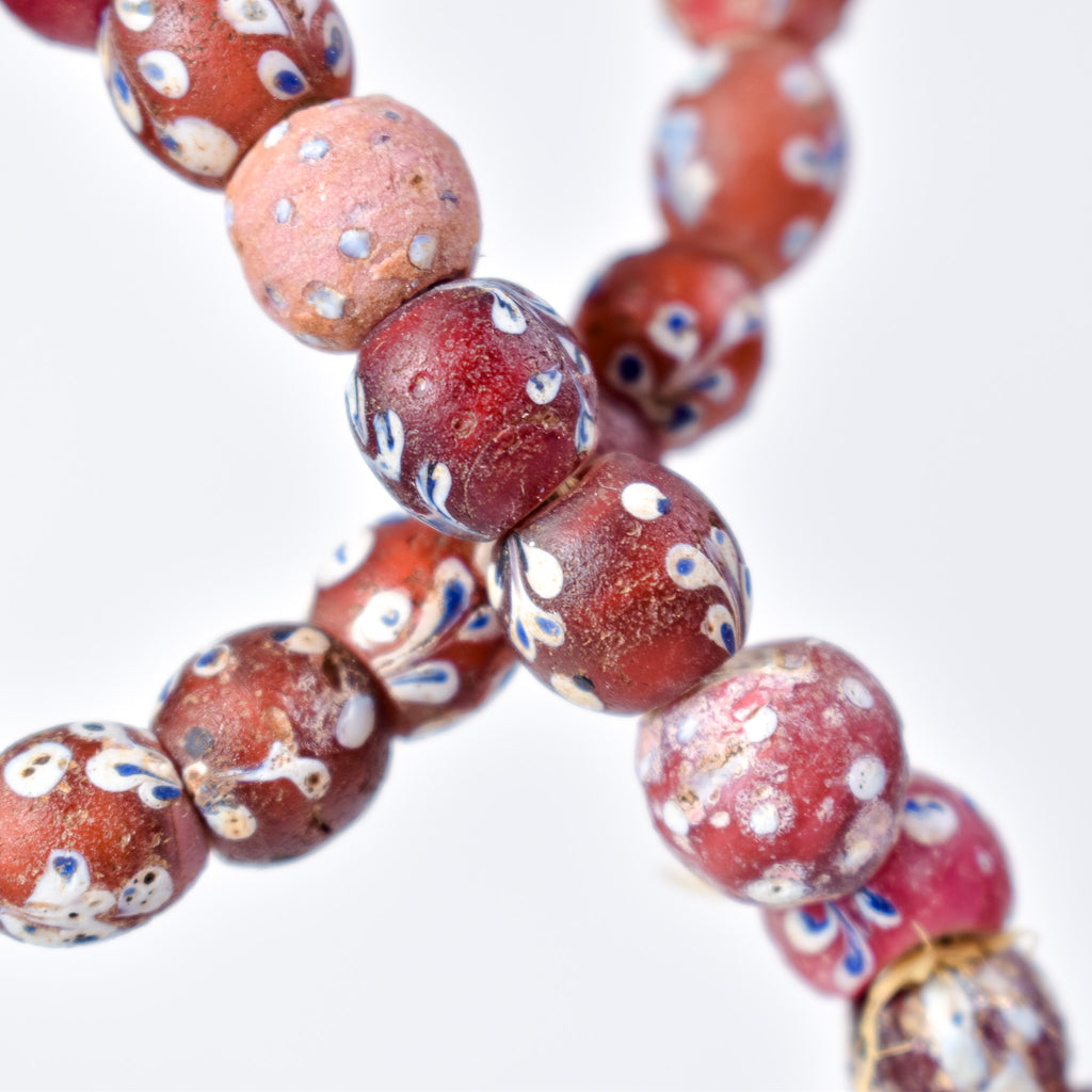 Mixed Whiteheart Skunk Floral Dot Venetian Red Trade Beads