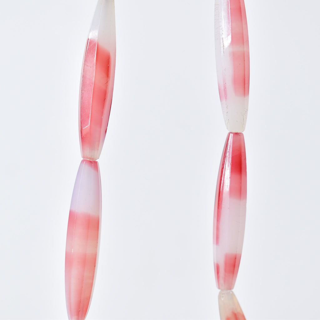 Faceted Bohemian Pink and White Trade Beads 32 Inch