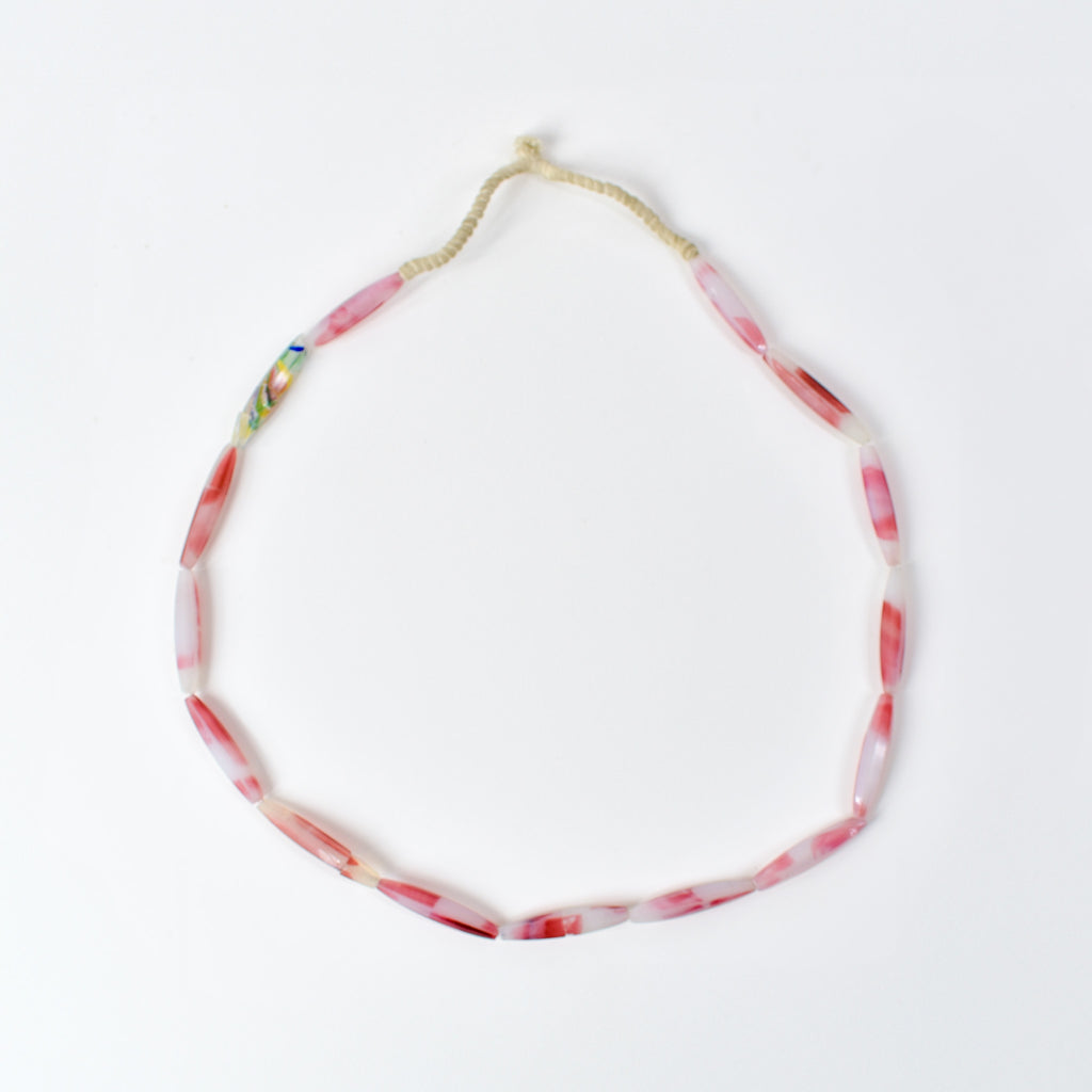 Faceted Bohemian Pink and White Trade Beads 32 Inch