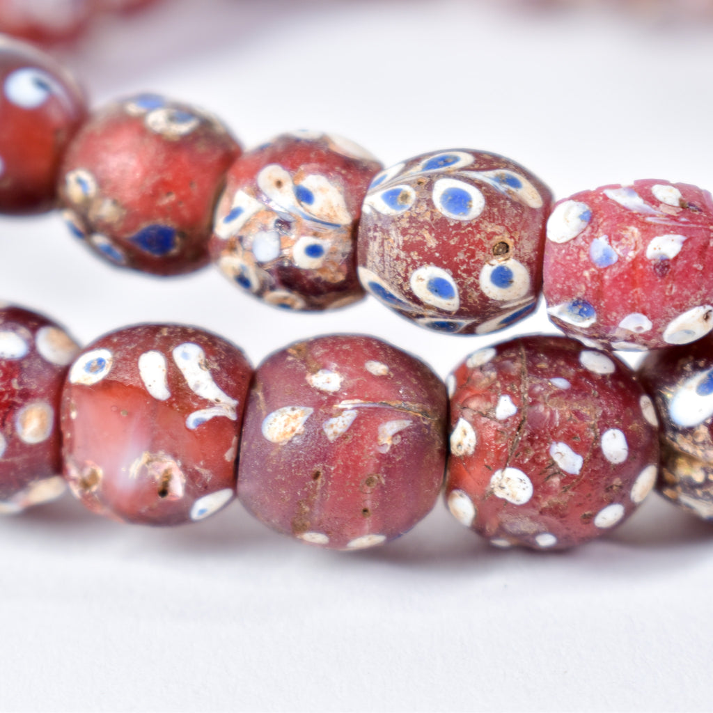 Mixed Whiteheart Skunk Floral Dot Venetian Red Trade Beads